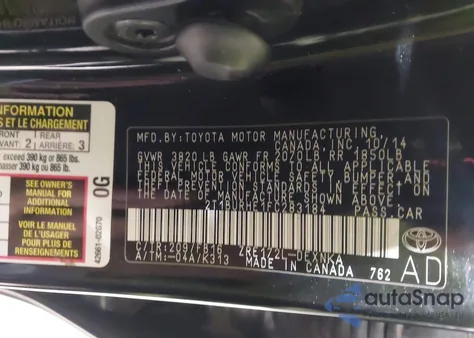 2015 Toyota Corolla Le z USA, uszkodzony, nr VIN 2T1BURHE1FC283184